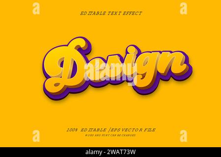 Design Editable text Effect with 3d vector design Stock Vector