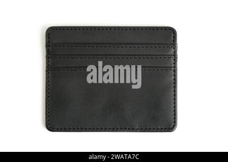 Black leather credit card holder on white background Stock Photo