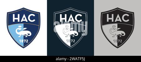 Le Havre AC Color Black and White 3 Style Logo France professional football club, Vector Illustration Abstract Editable image Stock Vector