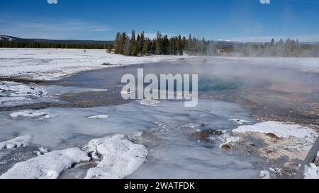 Steam from Geyser in Yellowstone National Park Stock Photo