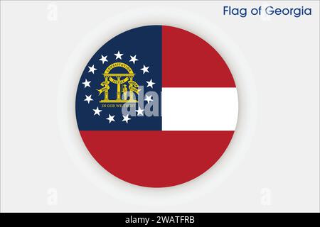 High detailed flag of Georgia. Georgia state flag, National Georgia flag. Flag of state Georgia. USA. America. Stock Vector