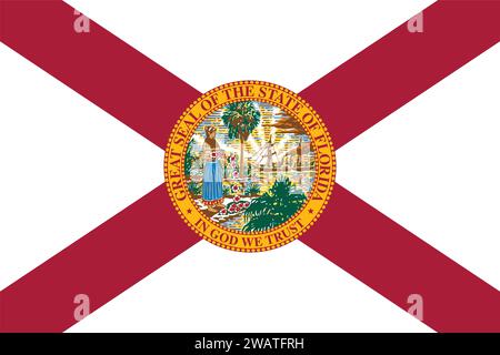 High detailed flag of Florida. Florida state flag, National Florida flag. Flag of state Florida. USA. America. Stock Vector