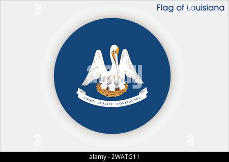 High detailed flag of Louisiana. Louisiana state flag, National Louisiana flag. Flag of state Louisiana. USA. America. Stock Vector