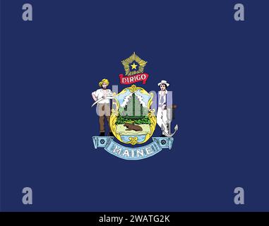 High detailed flag of Maine. Maine state flag, National Maine flag. Flag of state Maine. USA. America. Stock Vector