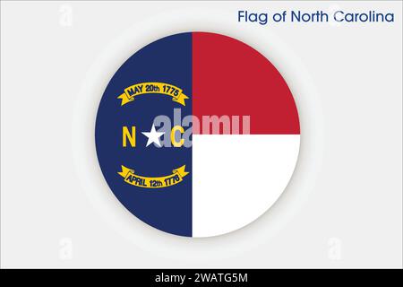 High detailed flag of North Carolina. North Carolina state flag, National North Carolina flag. Flag of state North Carolina. USA. America. Stock Vector