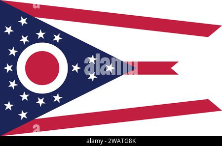 High detailed flag of Ohio. Ohio state flag, National Ohio flag. Flag of state Ohio. USA. America. Stock Vector