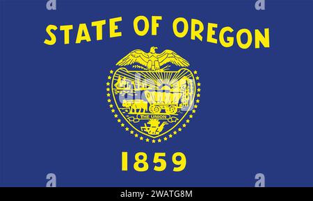 High detailed flag of Oregon. Oregon state flag, National Oregon flag. Flag of state Oregon. USA. America. Stock Vector
