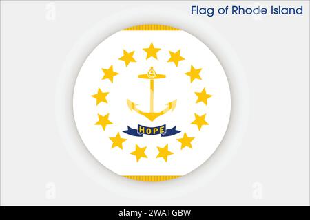 High detailed flag of Rhode Island. Rhode Island state flag, National Rhode Island flag. Flag of state Rhode Island. USA. America. Stock Vector