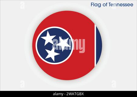 High detailed flag of Tennessee. Tennessee state flag, National Tennessee flag. Flag of state Tennessee. USA. America. Green background. 3D render. Stock Vector