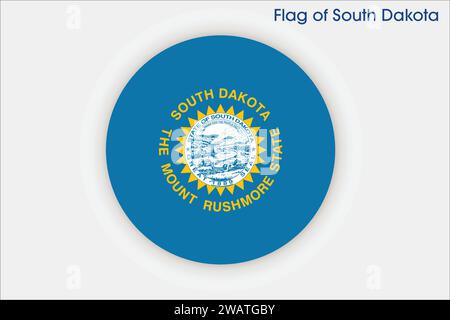 High detailed flag of South Dakota. South Dakota state flag, National South Dakota flag. Flag of state South Dakota. USA. America. Stock Vector