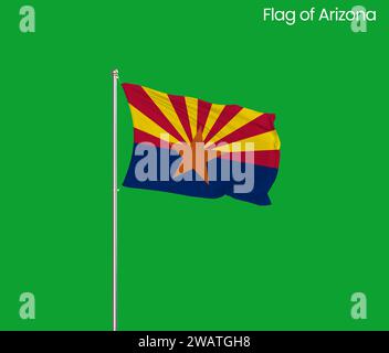 High detailed flag of Arizona. Arizona state flag, National Arizona flag. Flag of state Arizona. USA. America. Stock Photo