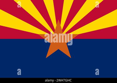 High detailed flag of Arizona. Arizona state flag, National Arizona flag. Flag of state Arizona. USA. America. Stock Photo