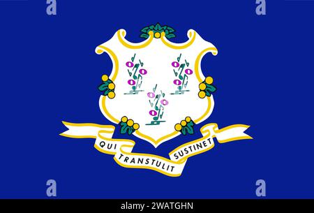 High detailed flag of Connecticut. Connecticut state flag, National Connecticut flag. Flag of state Connecticut. USA. America. Stock Photo