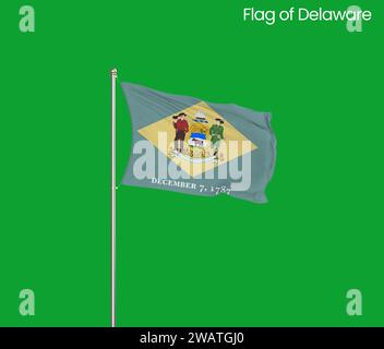 High detailed flag of Delaware. Delaware state flag, National Delaware flag. Flag of state Delaware. USA. America. Stock Photo
