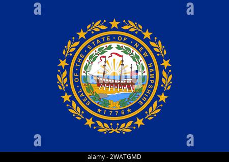 High detailed flag of New Hampshire. New Hampshire state flag, National New Hampshire flag. Flag of state New Hampshire. USA. America. Stock Photo