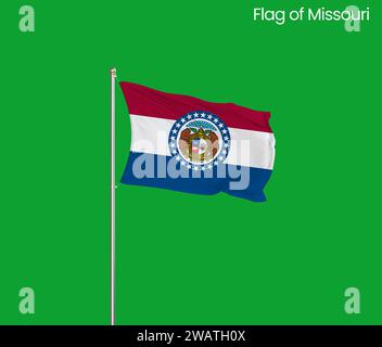 High detailed flag of Missouri. Missouri state flag, National Missouri flag. Flag of state Missouri. USA. America. Stock Photo