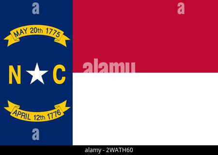 High detailed flag of North Carolina. North Carolina state flag, National North Carolina flag. Flag of state North Carolina. USA. America. Stock Photo