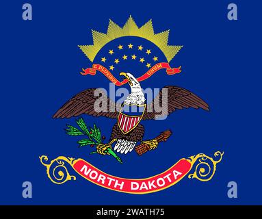 High detailed flag of North Dakota. North Dakota state flag, National North Dakota flag. Flag of state North Dakota. USA. America. Stock Photo