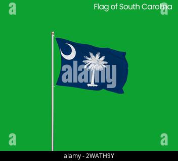 High detailed flag of  South Carolina.  South Carolina state flag, National  South Carolina flag. Flag of state  South Carolina. USA. America. Stock Photo