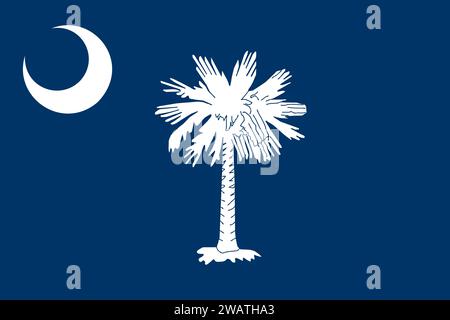 High detailed flag of  South Carolina.  South Carolina state flag, National  South Carolina flag. Flag of state  South Carolina. USA. America. Stock Photo