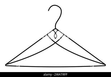 Single coat rack sign, elegant black line clothes hanger symbol, refined pictogram of female clothes rack. Editable stroke, pixel perfect vector icon Stock Vector