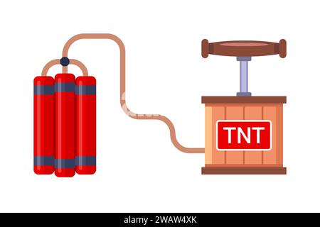 stick of dynamite for explosion in mine. flat vector illustration. Stock Vector