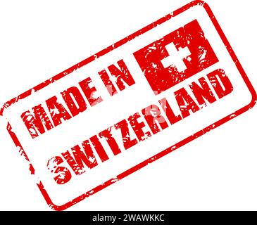 Made in switzerland rubber stamp, texture seal. Vector of rubber stamp switzerland, grunge texture icon, illustration of textured design, business lab Stock Vector