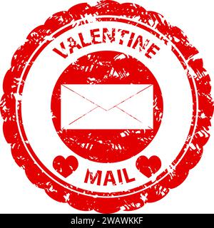 Valentine mail rubber stamp icon, print texture. Vector of valentine love symbol, icon stamp rubber mail illustration Stock Vector