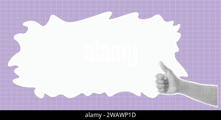 Trendy halftone collage banner. Elements cut out from a magazine, hand gesture. Retro modern design with space for text.Vector  illustration Stock Vector