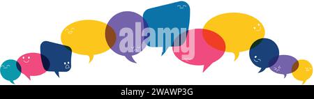 Set of speech bubble text with emotional. Chatting box, message box design. Balloon doodle style of thinking sign. Vector illustration Stock Vector