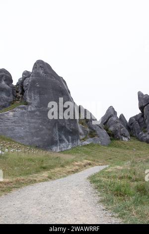 Castle Hills is an extremely popular place for climbing and bouldering. There are a large number of bolted climbs within the reserve Stock Photo