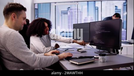 Business Team Working On Computer. Software App Development Stock Photo