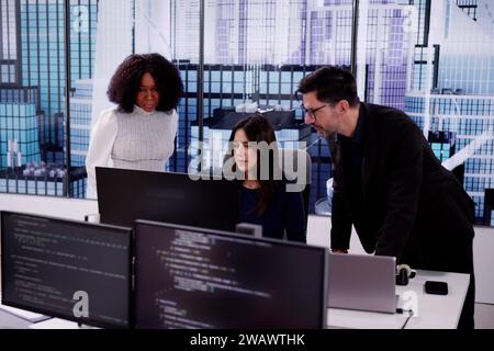 Business Team Working On Computer. Software App Development Stock Photo