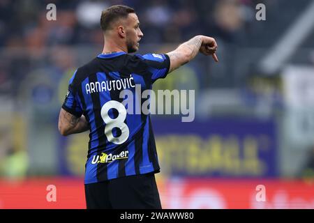 Milano, Italy. 06th Jan, 2024. Marko Arnautovic of Fc Internazionale gestures during the Serie A football match beetween Fc Internazionale and Hellas Verona at Stadio Giuseppe Meazza on January 6, 2024 in Milan Italy . Credit: Marco Canoniero/Alamy Live News Stock Photo