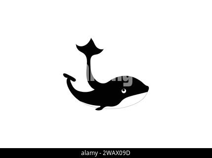 Blue Whale minimal style illustration design Stock Vector