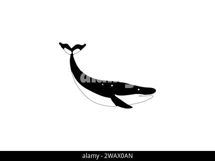 Blue Whale minimal style illustration design Stock Vector