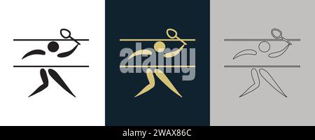 Badminton BDM Symbol pictogram on Color Black and White 3 Style Logo Summer Olympic Event icon Vector Illustration Abstract Editable image Stock Vector