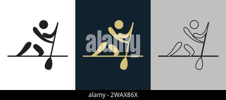 Canoe Sprint CSP Symbol pictogram on Color Black and White 3 Style Logo Summer Sport Event icon Vector Illustration Abstract Editable image Stock Vector