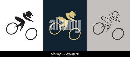 Cycling BMX Racing BMX Symbol pictogram on Color Black and White 3 Style Logo Summer Sport Event icon Vector Illustration Abstract Editable image Stock Vector