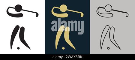 Golf GLF Symbol pictogram on Color Black and White 3 Style Logo Summer Sport Event icon Vector Illustration Abstract Editable image Stock Vector