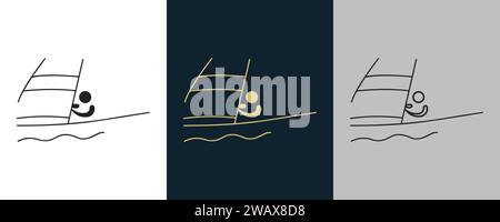 Sailing SAL Symbol pictogram on Color Black and White 3 Style Logo Summer Sport Event icon Vector Illustration Abstract Editable image Stock Vector