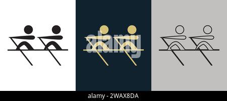 Rowing ROW Symbol pictogram on Color Black and White 3 Style Logo Summer Sport Event icon Vector Illustration Abstract Editable image Stock Vector