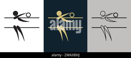 Volleyball Indoor VVO Symbol pictogram on Color Black and White 3 Style Logo Summer Sport Event icon Vector Illustration Abstract Editable image Stock Vector