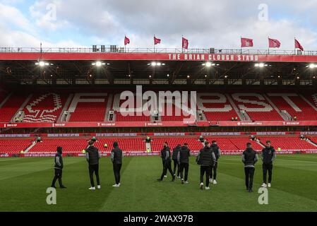 Nottingham, UK. 07th Jan, 2024. Blackpool team arrives during the Emirates FA Cup Third Round match Nottingham Forest vs Blackpool at City Ground, Nottingham, United Kingdom, 7th January 2024 (Photo by Mark Cosgrove/News Images) Credit: News Images LTD/Alamy Live News Stock Photo