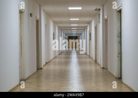 Corridor in old industrial building Stock Photo