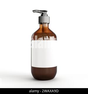 A 3D rendering of a plastic liquid bottle on a white background Stock Photo