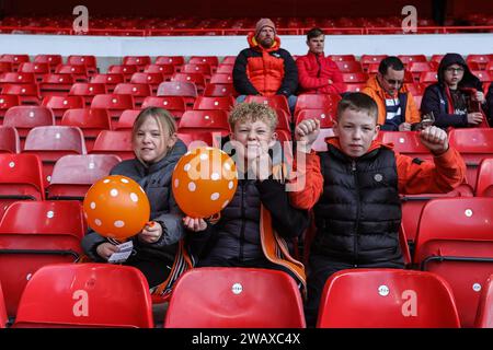 Nottingham, UK. 07th Jan, 2024. Blackpool fans arrive during the Emirates FA Cup Third Round match Nottingham Forest vs Blackpool at City Ground, Nottingham, United Kingdom, 7th January 2024 (Photo by Mark Cosgrove/News Images) in Nottingham, United Kingdom on 1/7/2024. (Photo by Mark Cosgrove/News Images/Sipa USA) Credit: Sipa USA/Alamy Live News Stock Photo