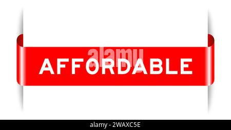 Red color inserted label banner with word affordable on white background Stock Vector