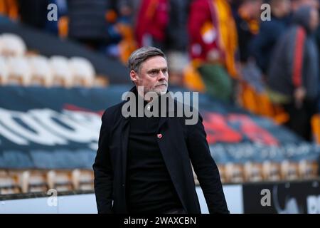 The University of Bradford Stadium, Bradford, England - 6th January 2024 Graham Alexander Manager of Bradford City - during the game Bradford City v Crawley Town, Sky Bet League Two,  2023/24, The University of Bradford Stadium, Bradford, England - 6th January 2024 Credit: Mathew Marsden/WhiteRosePhotos/Alamy Live News Stock Photo