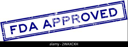 Grunge blue FDA approved word square rubber stamp in white background Stock Vector